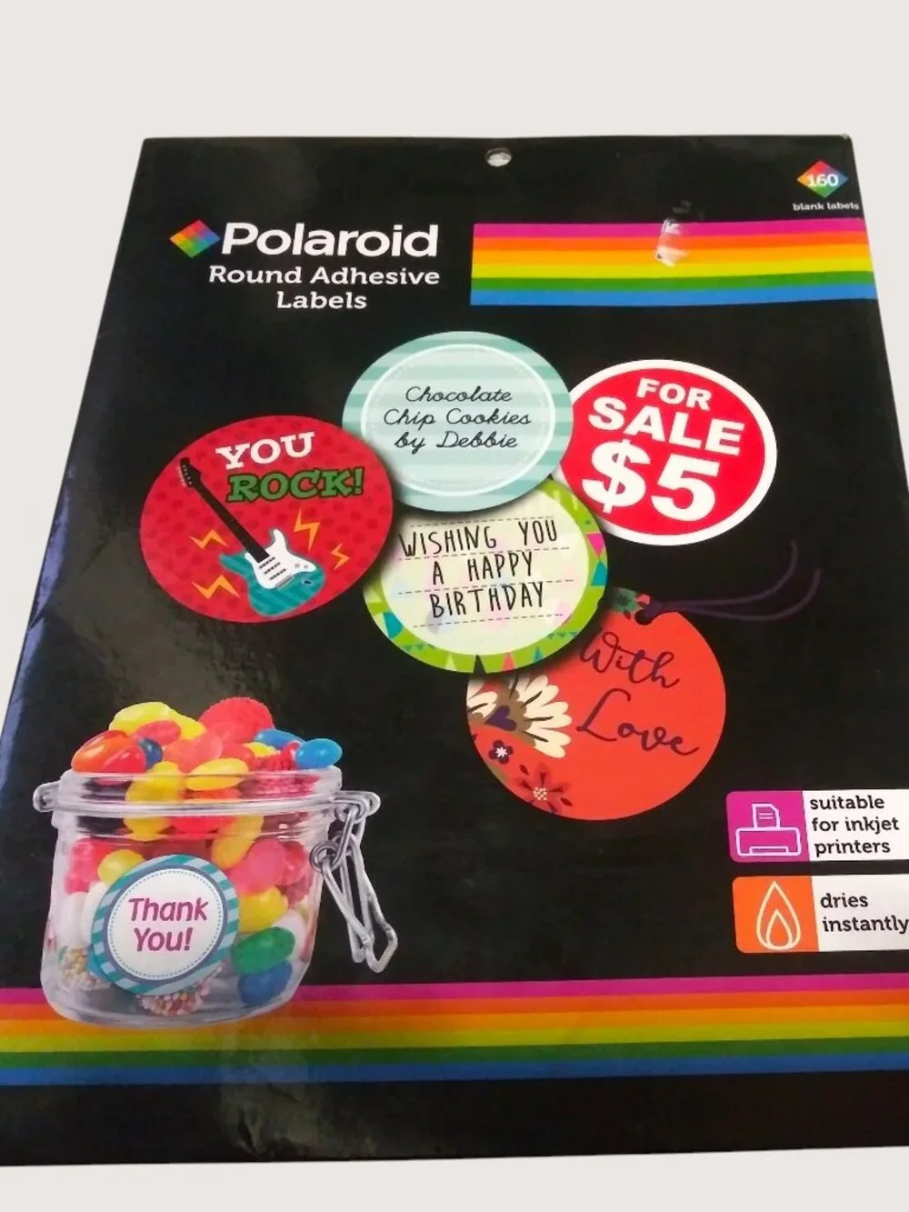 Lot 8 Polaroid Decorative Adhesive Labels Round Blank Tags Craft Gift Storage